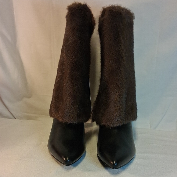 No Boundaries Brown Faux Fur Heeled Boots - Picture 2 of 9